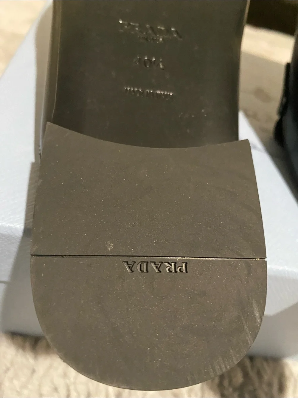Prada Black Leather Logo Loafer Mules Slide